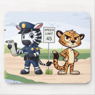 Tapis De Souris zèbre et guépard de police mignons