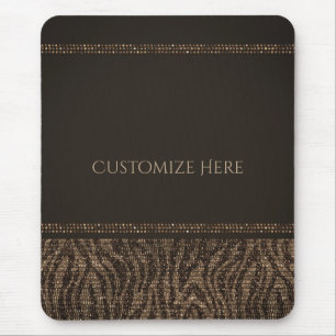 Tapis De Souris Zèbre Étincelle Brun Or Glam Chic Élégant Bling