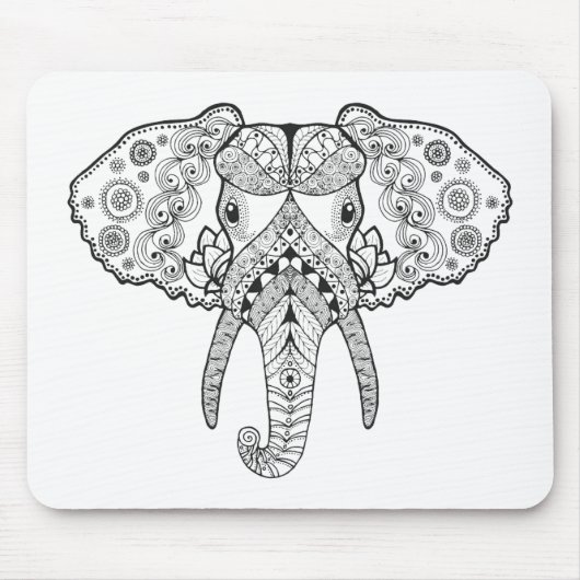 Tapis De Souris Zentangle a inspiré l'éléphant (Devant)