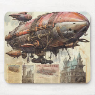 Tapis De Souris Zeppelin Antique Cuivre Laiton Dirigeable