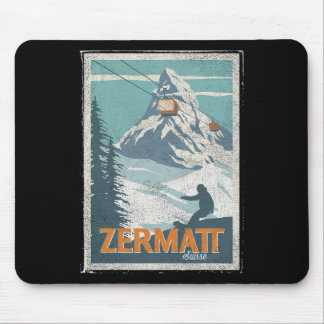 Tapis De Souris Zermatt Suisse Ski d'hiver Snowboard Ski