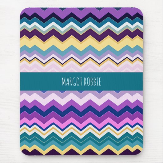 Tapis De Souris Zig Zagging Pastel Violet Motif rétro (Devant)