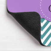Tapis De Souris Zigzag Bleu, Chevron, Graines Violettes, Monogramm (Coin)