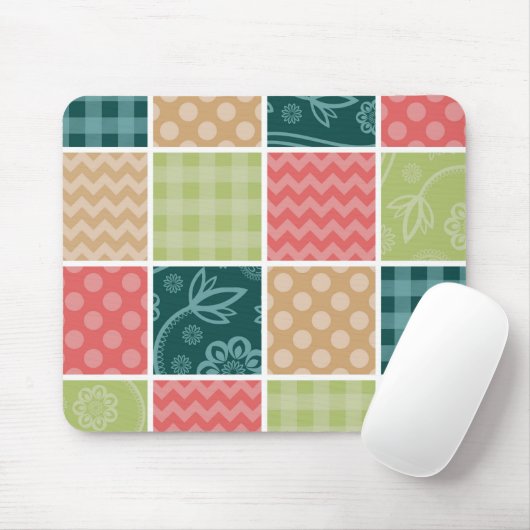 Tapis De Souris Zigzag, Chevron, En vichy, Pois, Patchwork (Avec souris)