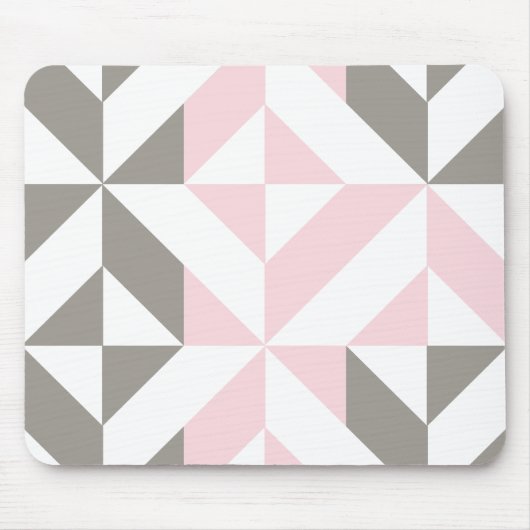 Tapis De Souris ZigZag géométrique rose et argent (Devant)