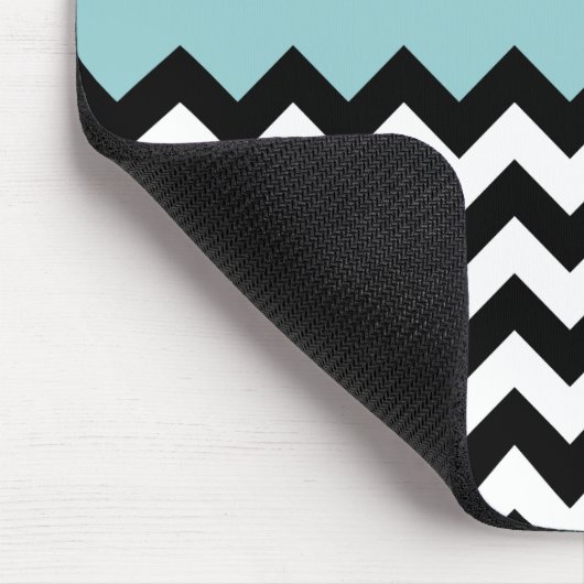 Tapis De Souris Zigzag noir et blanc, Chevron, Bleu, Votre nom (Coin)