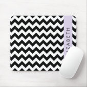 Tapis De Souris Zigzag noir et blanc, Motif Chevron, Votre nom (Avec souris)