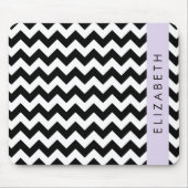 Tapis De Souris Zigzag noir et blanc, Motif Chevron, Votre nom (Devant)