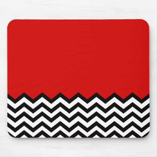 Tapis De Souris Zigzag rouge de pièce de Chevron de loge noire (Devant)