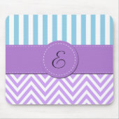 Tapis De Souris Zigzag violet, Chevron, Bleu, Stripes, Monogramme (Devant)
