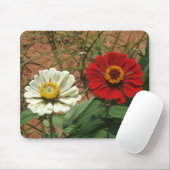 Tapis De Souris Zinnia blanche et Zinnia rouge Mousepad (Avec souris)