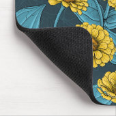 Tapis De Souris Zinnias jaune sur bleu foncé (Coin)