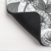 Tapis De Souris Zinnias, monochrome sur blanc (Coin)