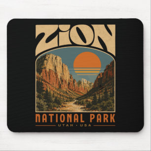 Tapis De Souris Zion parc national vintage rétro canyon extérieur