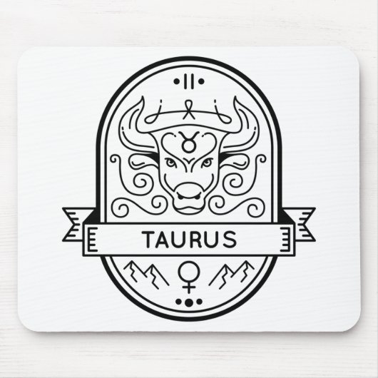 TAPIS DE SOURIS ZODIAC BADGE SYMBOLE TAURUS STROKE (Devant)