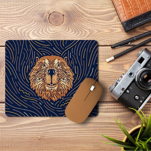 Tapis De Souris Zodiac Beaver Brown | Mousepad de castor à main