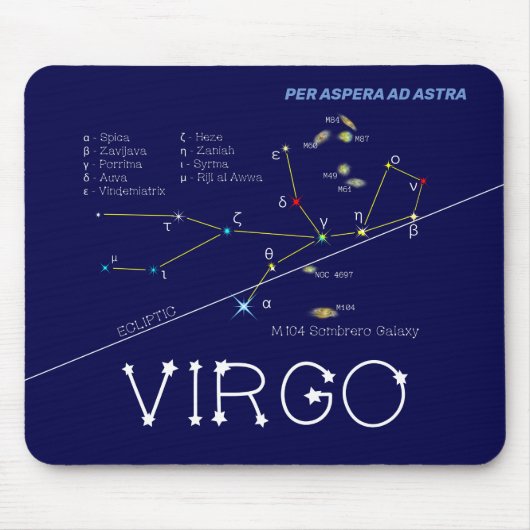 Tapis De Souris Zodiac Constellation Virgo (Devant)