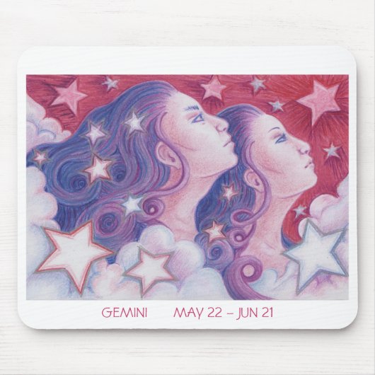 Tapis De Souris Zodiac Gemini mousepad frontière blanche (Devant)