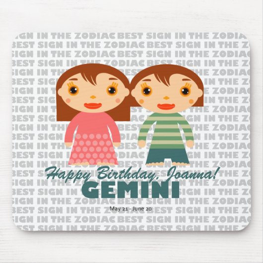 Tapis De Souris Zodiac Gemini pour enfants (Devant)
