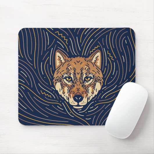 Tapis De Souris Zodiac Wolf Portrait | Wolf Mousepad à main (Avec souris)