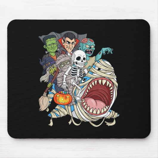 Tapis De Souris Zombie Riding maman requin Vampire Halloween Pumpk (Devant)