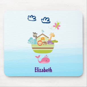 Tapis De Souris Zoo mignon Arche animal avec papillon et baleine