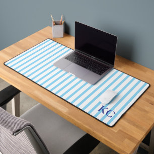 Tapis de travail personnalisé avec monogramme rayé