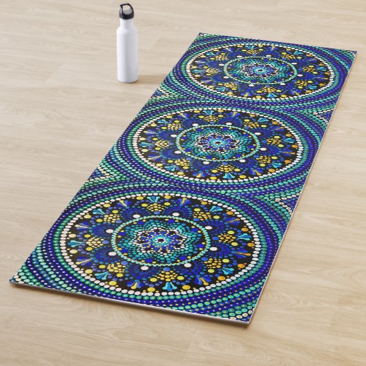 Tapis De Yoga 075 - Mat de Yoga de Mandala bleu profond (En situation)