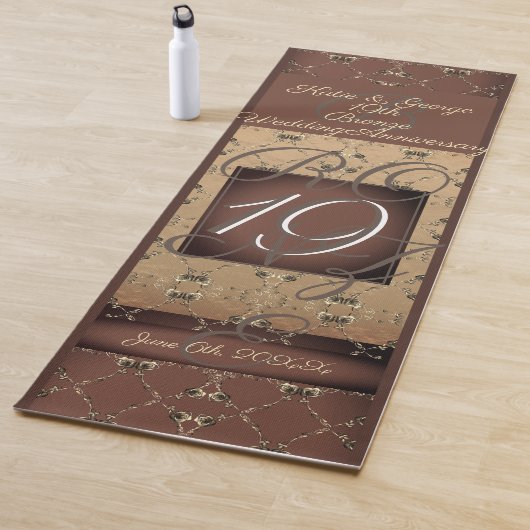 Tapis De Yoga 19e anniversaire du Mariage bronze foncé  (En situation)