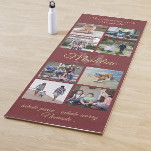 Tapis De Yoga 2 Mantra Sur Bord Burgundy Gold Monogramme Photo