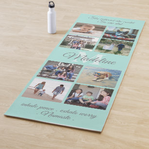 Tapis De Yoga 2 Mantra Turquoise Mantra Personnalisé Sur Côté Mo