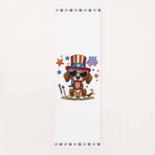 Tapis De Yoga 4 juillet chien/chiot mignon, patriotique