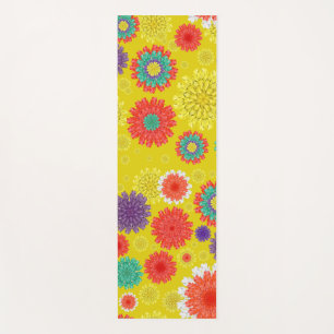 Tapis De Yoga 70sJEWEL Yoga Mat, Fleurs, Jaune, Violet, Rouge
