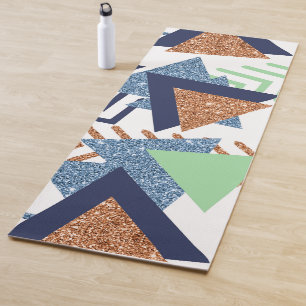 Tapis De Yoga 80s Couleur Abstraite Monnaie d'or des Roses de