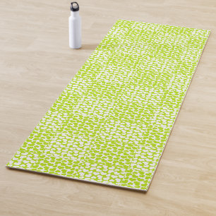 Tapis De Yoga à damiers Amour en Lime Vert et Blanc