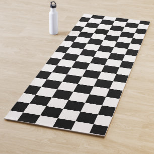 Tapis De Yoga à damiers carré noir et blanc