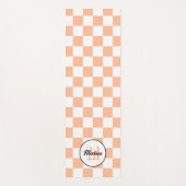 Tapis De Yoga à damiers pêche blanc rétro géométrique Monogramme (Devant)