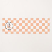 Tapis De Yoga à damiers pêche blanc rétro géométrique Monogramme (Devant (Horizontal))