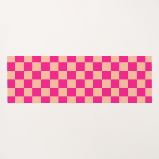 Tapis De Yoga à damiers pêche rose chaud rétro (Dos (Horizontal))
