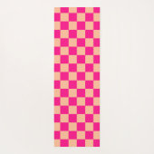 Tapis De Yoga à damiers pêche rose chaud rétro (Dos)