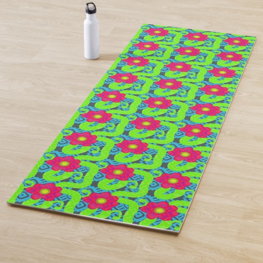 Tapis de Yoga à Impression Florale Tropicale (En situation)