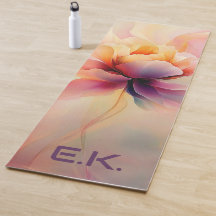 Tapis de yoga à motif floral chic Custize aquarell