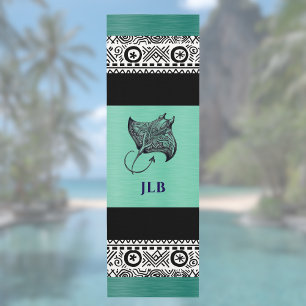 Tapis de yoga à motif polynésien de raie manta ver