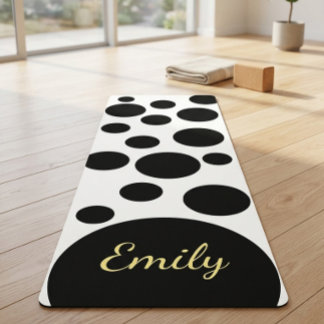 Tapis de yoga à points personnalisé monochrome