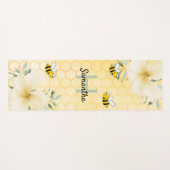 Tapis De Yoga abeilles jaune nid d'abeille nom floral mignon (Devant (Horizontal))