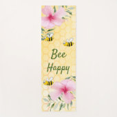 Tapis De Yoga Abeilles jaune nid d'abeille rose fleurons mignons (Devant)