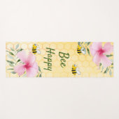 Tapis De Yoga Abeilles jaune nid d'abeille rose fleurons mignons (Devant (Horizontal))