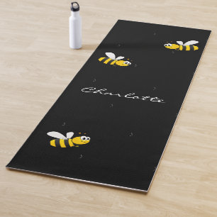 Tapis De Yoga Abeilles noires heureuses été amusant humour monog