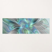 Tapis De Yoga Abstrait Bleu Vert Papillon Imaginaire Fractal Art (Devant (Horizontal))