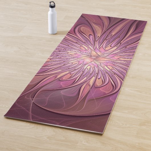 Tapis De Yoga Abstrait Floral Fractal Art Berry couleurs (En situation)